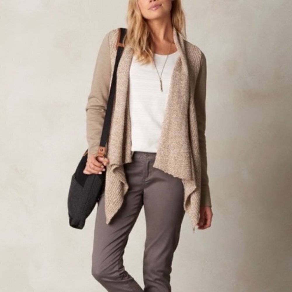 Prana Beige and Cream Cardigan Sweater